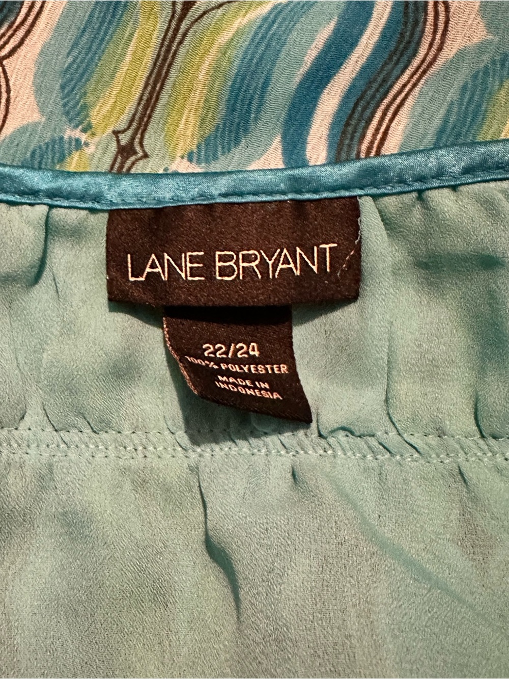 Lane Bryant | Top | Lane Bryant Blue-Green Patterned Short Sleeve Blouse - Picture 3 of 8
